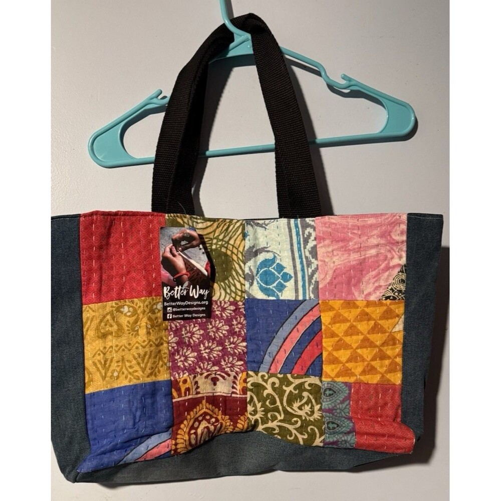 Better Way Designs Patchwork Tote NWT 15x12x4 10" drop
